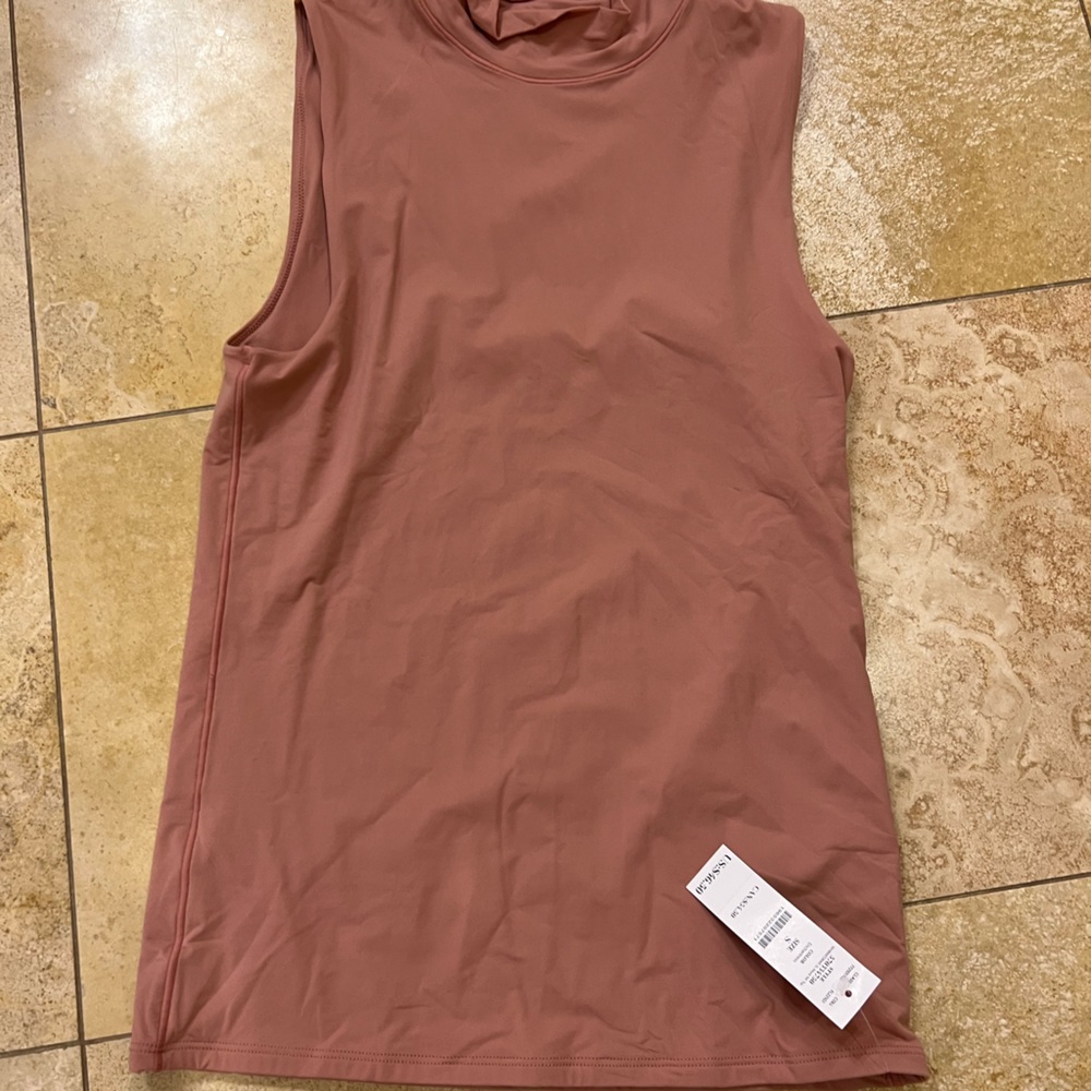 Rose colored mock turtleneck sleeves tank size s NWT
